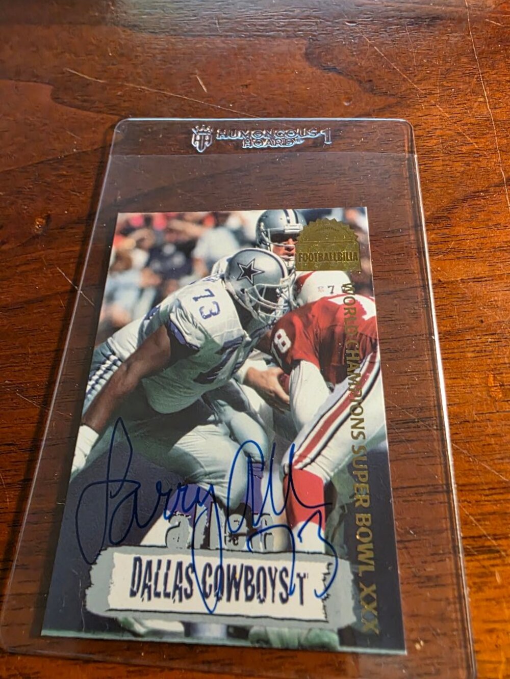 1996 LARRY ALLEN DALLAS COWBOY COLLECTOR CARD SIGNED